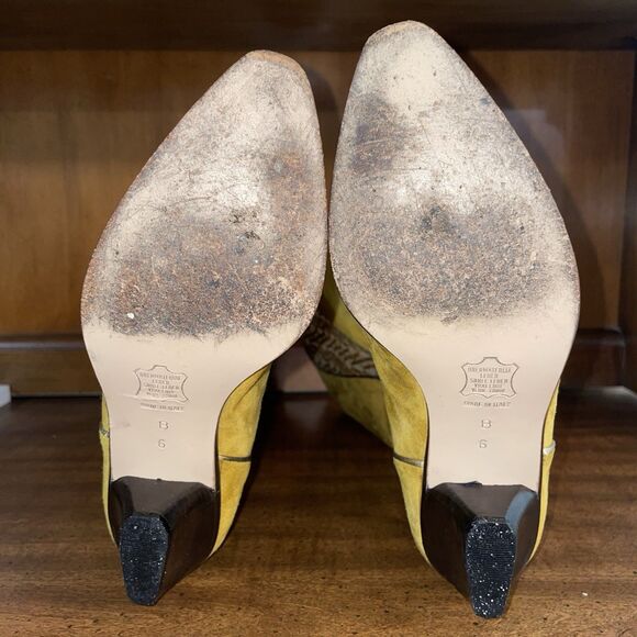 Vintage Andrea Borgini Suede Cowgirl Boots Gold Sheer 80s 90s Italy Sz 6 Western - Picture 10 of 16